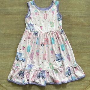Little Girls Summer Sleeveless Dress Ice Cream 7-8 years